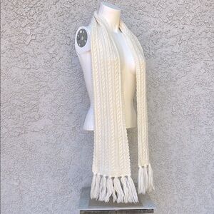 Hand knit handcrafted Elegant White Chunky Cable Knit Long Winter Neck Scarf